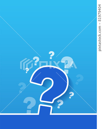 Large Question mark sign on blue background. Vertical background with place for text. 81979404