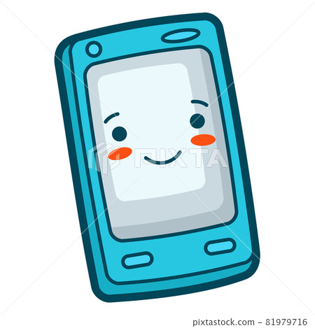 Illustration of mobile phone in cartoon style. Cute funny character. 81979716