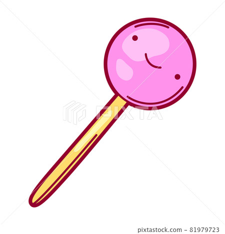 Illustration of lolipop in cartoon style. Cute funny character. 81979723