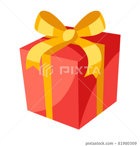 Illustration of gift box. Holiday icon in cartoon style. 81980309