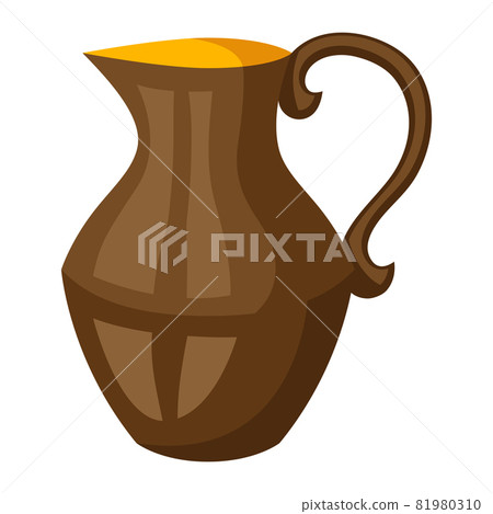 Happy Hanukkah illustration of clay jug. Icon in cartoon style. 81980310