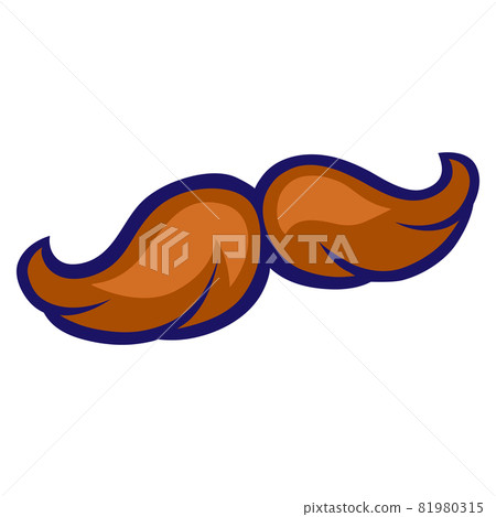 Illustration of mustache in cartoon style. Cute funny object. 81980315