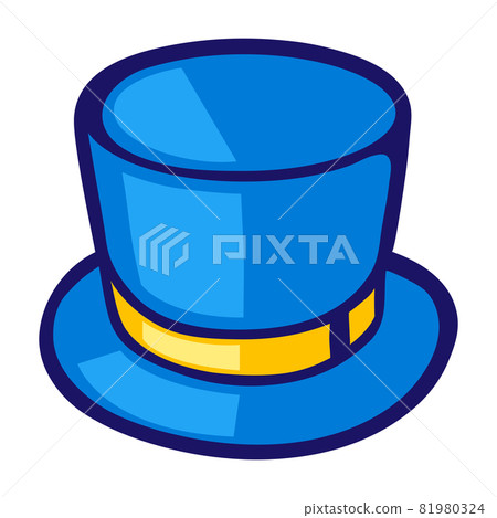 Illustration of cylinder hat in cartoon style. Cute funny object. 81980324