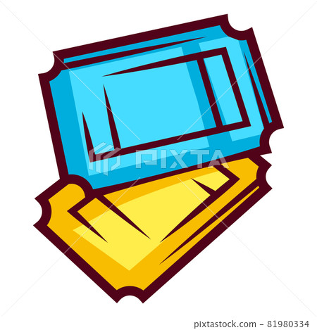 Illustration of tickets in cartoon style. Cute funny object. 81980334