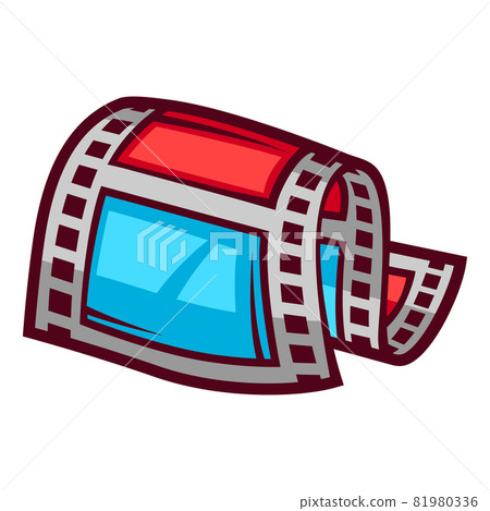 Illustration of film tape in cartoon style. Cute funny object. Illustration of film tape in cartoon style. Cute funny object. 81980336