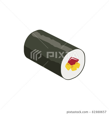 Sushi illustration, seaweed roll, toro taku roll, tuna takuan 81980657
