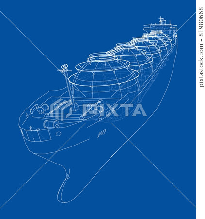 Large gas tanker or LNG carrier. Vector Large gas tanker or LNG carrier. Vector 81980668