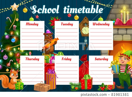 Kids Christmas school timetable with fairytale - Stock Illustration  [81981381] - PIXTA