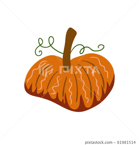 Autumn elements in warm colors with pumpkins. Vector design for autumn card, poster, logo, print, etc. Autumn elements in warm colors with pumpkins. Vector design for autumn card, poster, logo, print, etc. 81981514