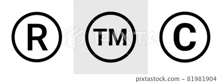 Trademark copyright symbol logo. Trade mark sign circle intellectual legal property register icon Trademark copyright symbol logo. Trade mark sign circle intellectual legal property register icon 81981904