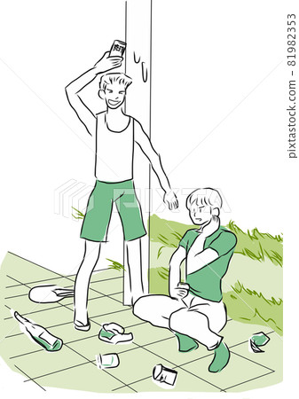 在街上喝酒的人 81982353