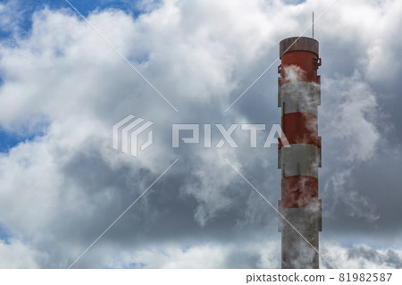 Iron industrial factory pipe against the sky 81982587