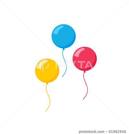 Vector flat balloon birthday icon illustration party design. Balloon cartoon bunch background 81982938