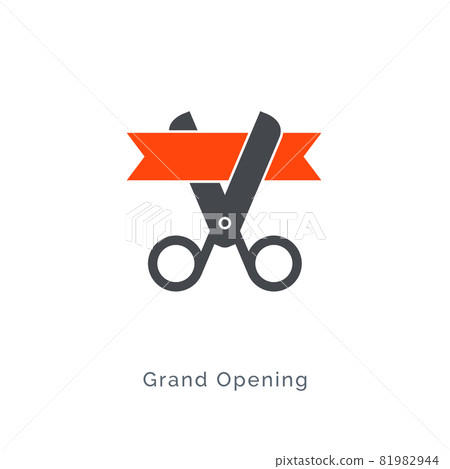 Grand opening scissor ribbon icon ceremony. Establish open business flat inauguration sign Grand opening scissor ribbon icon ceremony. Establish open business flat inauguration sign 81982944