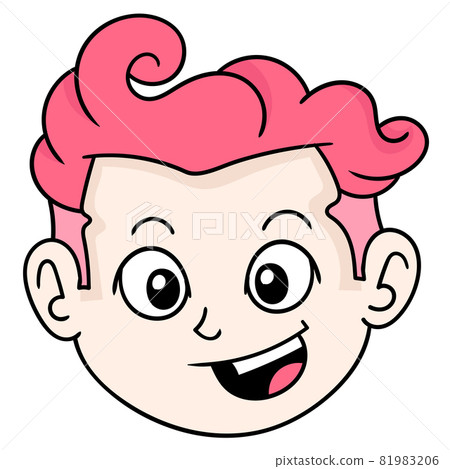 the head of a handsome faced man with pink hair, doodle icon drawing the head of a handsome faced man with pink hair, doodle icon drawing 81983206