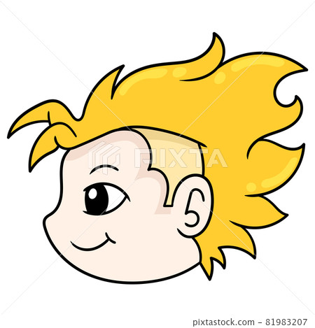 the head of a handsome boy with blonde punk hair from the side, doodle icon drawing the head of a handsome boy with blonde punk hair from the side, doodle icon drawing 81983207