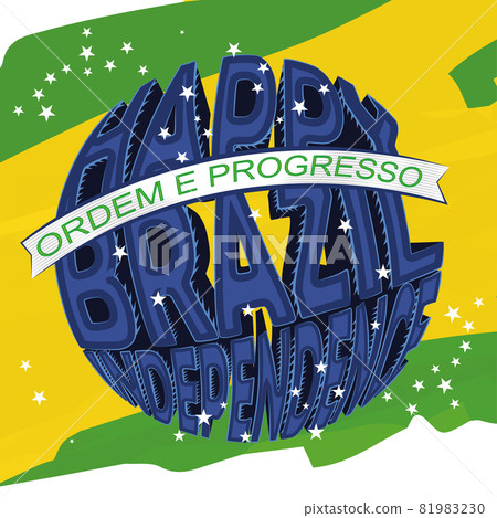 Brazil abstract flag with text for independence day 81983230