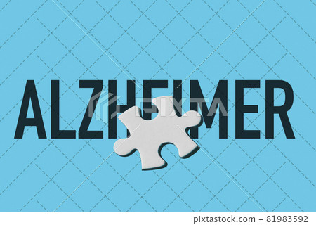 word alzheimer and white puzzle piece word alzheimer and white puzzle piece 81983592