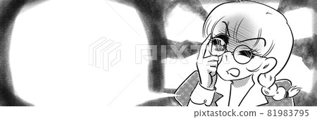 High school girl of the disciplinary committee who tied braids with 70's shojo manga glasses 81983795