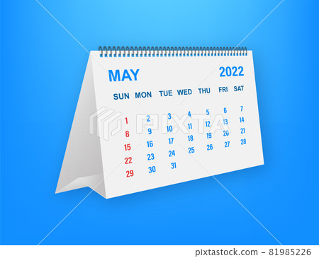 May 2022 Calendar Leaf. Calendar 2022 in flat style. Vector illustration. May 2022 Calendar Leaf. Calendar 2022 in flat style. Vector illustration. 81985226