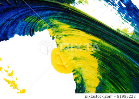 blue green yellow abstract acrylic painting color texture on white paper background by using inkblot method blue green yellow abstract acrylic painting color texture on white paper background by using inkblot method 81985228