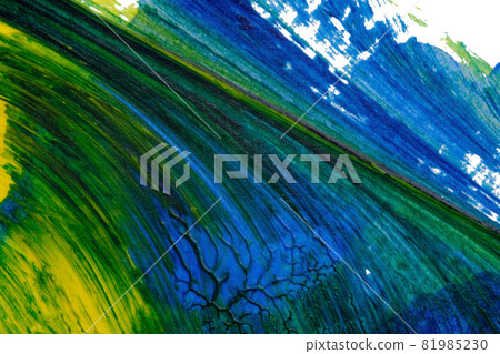 blue green yellow abstract acrylic painting color texture on white paper background by using inkblot method blue green yellow abstract acrylic painting color texture on white paper background by using inkblot method 81985230