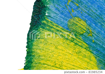 blue green yellow abstract acrylic painting color texture on white paper background by using inkblot method blue green yellow abstract acrylic painting color texture on white paper background by using inkblot method 81985234