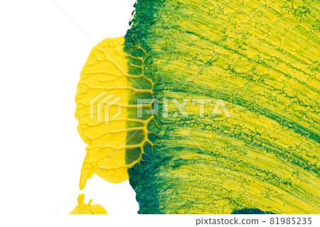 blue green yellow abstract acrylic painting color texture on white paper background by using inkblot method 81985235