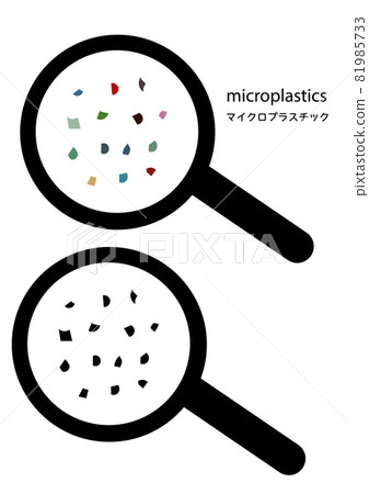 Illustration set (monochrome / color) with an easy-to-understand image of microplastics Illustration set (monochrome / color) with an easy-to-understand image of microplastics 81985733