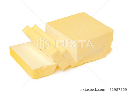 Block of butter isolated on white background 81987269