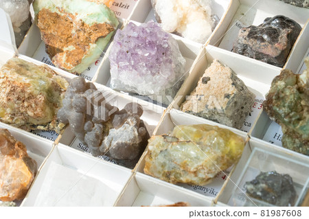 Stones and minerals, view from above 81987608