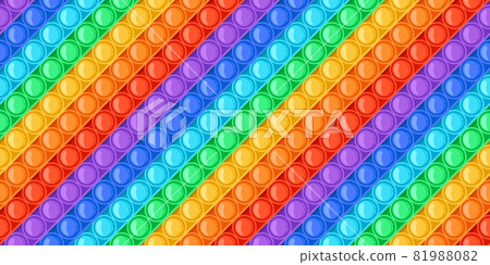 Cartoon rainbow pop it toy bubbles seamless pattern. Antistress sensory push toys. Trendy relaxation pop fidget game colorful vector texture Cartoon rainbow pop it toy bubbles seamless pattern. Antistress sensory push toys. Trendy relaxation pop fidget game colorful vector texture 81988082
