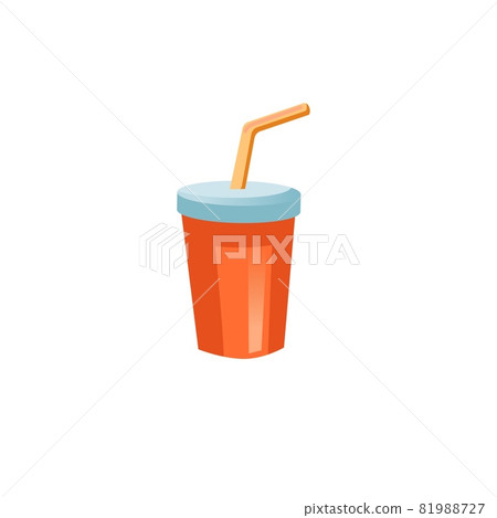 Flat cartoon plastic cup,fast food restaurant and cafe vector illustration concept 81988727