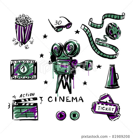 Camera and film reel vintage seamless pattern Vector Image