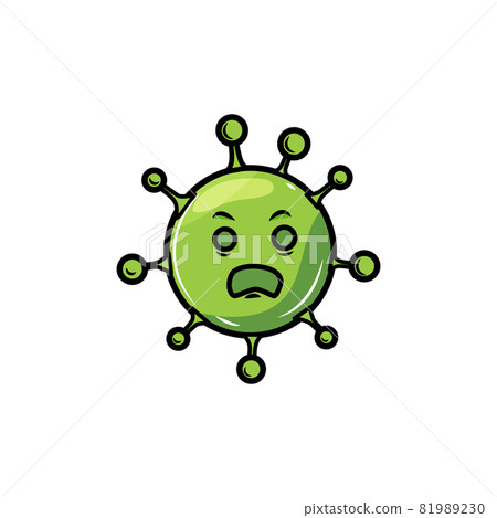 Virus is on a white isolated background. The coronavirus bacterium is a character. The cartoon icon. Vector illustration. 81989230