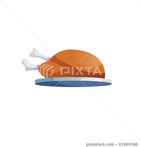 Flat cartoon baked chicken on tray,balanced diet,healthy eating and food cooking vector illustration concept Flat cartoon baked chicken on tray,balanced diet,healthy eating and food cooking vector illustration concept 81989386