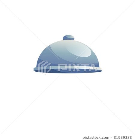 Flat cartoon cloche tray,restaurant and cafe tableware,catering vector illustration concept 81989388