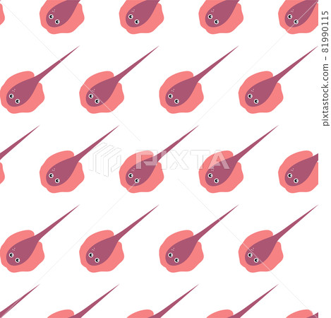 Sea animal seamless pattern with pink stringray. Undersea world habitants print. Hand drawn underwater life vector illustration. Funny cartoon marine animals character for kid fabric, textile. Sea animal seamless pattern with pink stringray. Undersea world habitants print. Hand drawn underwater life vector illustration. Funny cartoon marine animals character for kid fabric, textile. 81990115