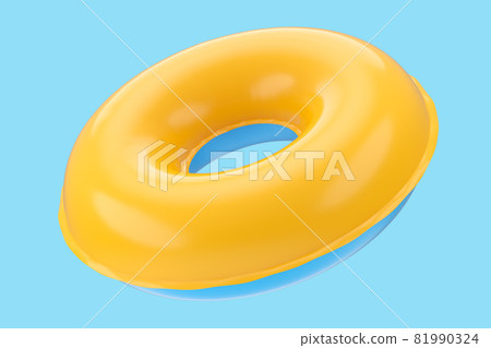 Inflatable ring for kids in swimming pool mockup isolated on white background 81990324