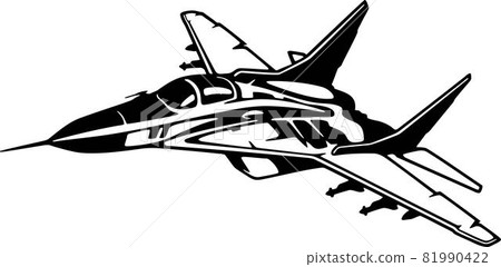 Military Fighter aircraft detailed silhouette. isolated on a white background Military Fighter aircraft detailed silhouette. isolated on a white background 81990422