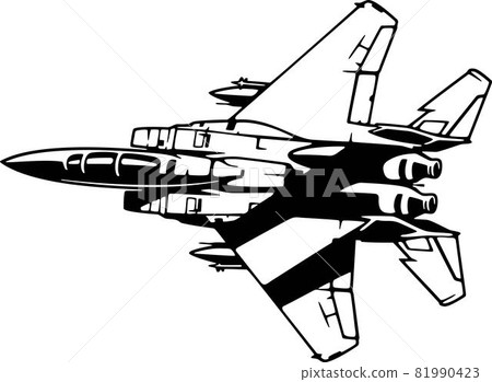 Military Fighter aircraft detailed silhouette. isolated on a white background Military Fighter aircraft detailed silhouette. isolated on a white background 81990423