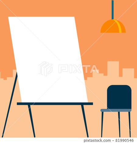 Blank Painting Canvas Drawing With Cityscape Stock