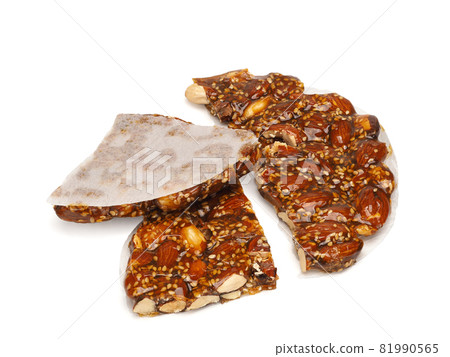 almond nougat typical christmas dessert isolated on white background 81990565