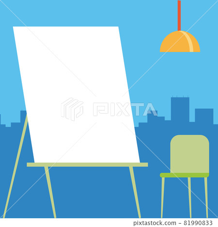 Blank Painting Canvas Drawing With Cityscape Stock