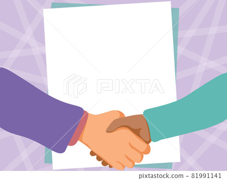 Two Men Drawing With Empty Paper Background Shake Hands Presenting Agreement. Gentelmen Hand Shaking Doing Business And Demonstrating Understanding. Two Men Drawing With Empty Paper Background Shake Hands Presenting Agreement. Gentelmen Hand Shaking Doing Business And Demonstrating Understanding. 81991141