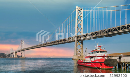 Panoramic view of San Francisco Bay bridge, California, United States Panoramic view of San Francisco Bay bridge, California, United States 81992500