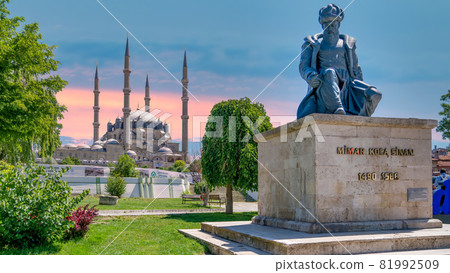 Selimiye Mosque and the statue of its architect, Mimar Sinan 81992509