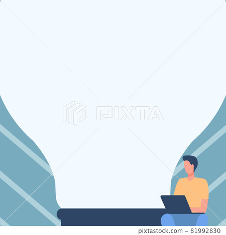 Gentleman Drawing Sitting Using Laptop Beside Large Light Bulb. Businessman Design Sits And Uses Portable Computer In Front Of Huge Lighting Lamp. Gentleman Drawing Sitting Using Laptop Beside Large Light Bulb. Businessman Design Sits And Uses Portable Computer In Front Of Huge Lighting Lamp. 81992830