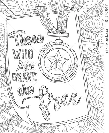 Medal With Star Placed On A Piece Of Paper With Thoughtful Message. Award With Piece Of Note Inspirational Note Saying Those Who Are Brave Are Free. 81992947