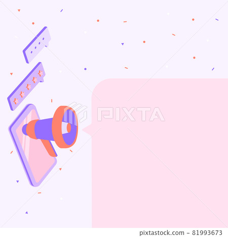 Tablet Drawing With Megaphone Making New Announcement To A Chat Box. Mobile Device Drawing Including Bullhorn Making Thunder Through Message . 81993673